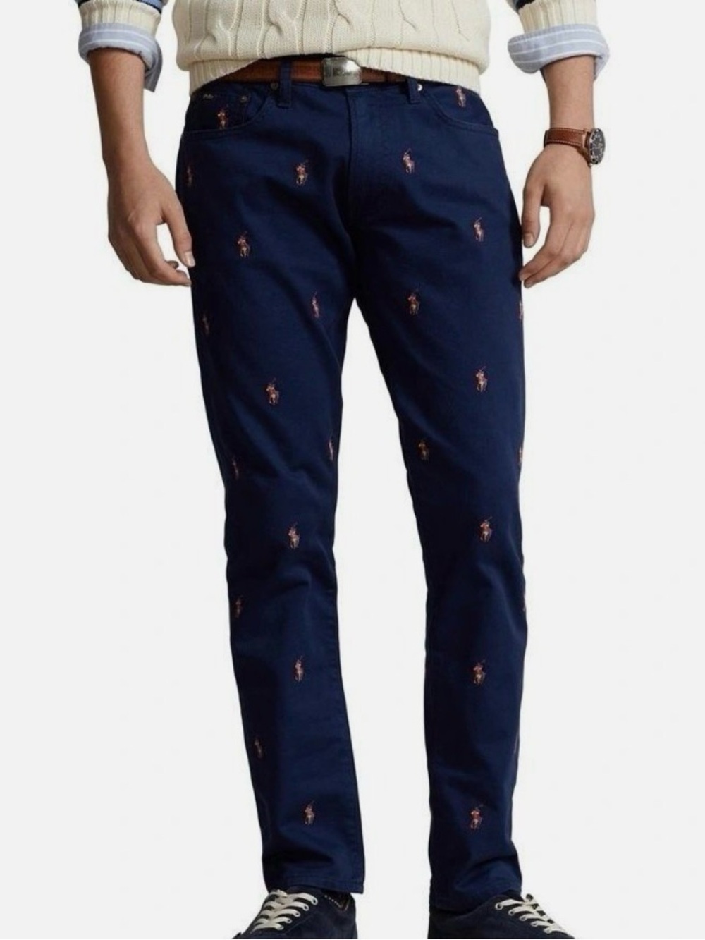 Ralph Lauren Navy Slim fit Embroidered chino pants Polo
